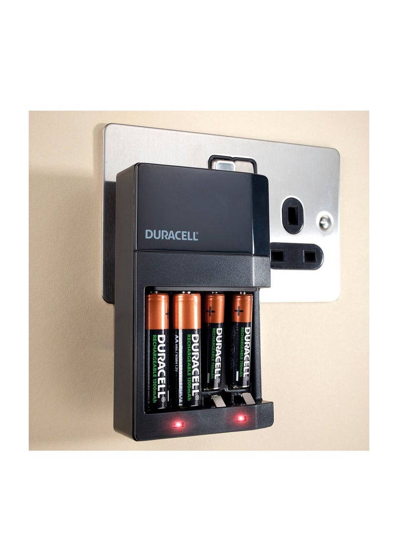 Duracell - HI Speed Charger with 4 Piece Rechargeable Battery - Image 1