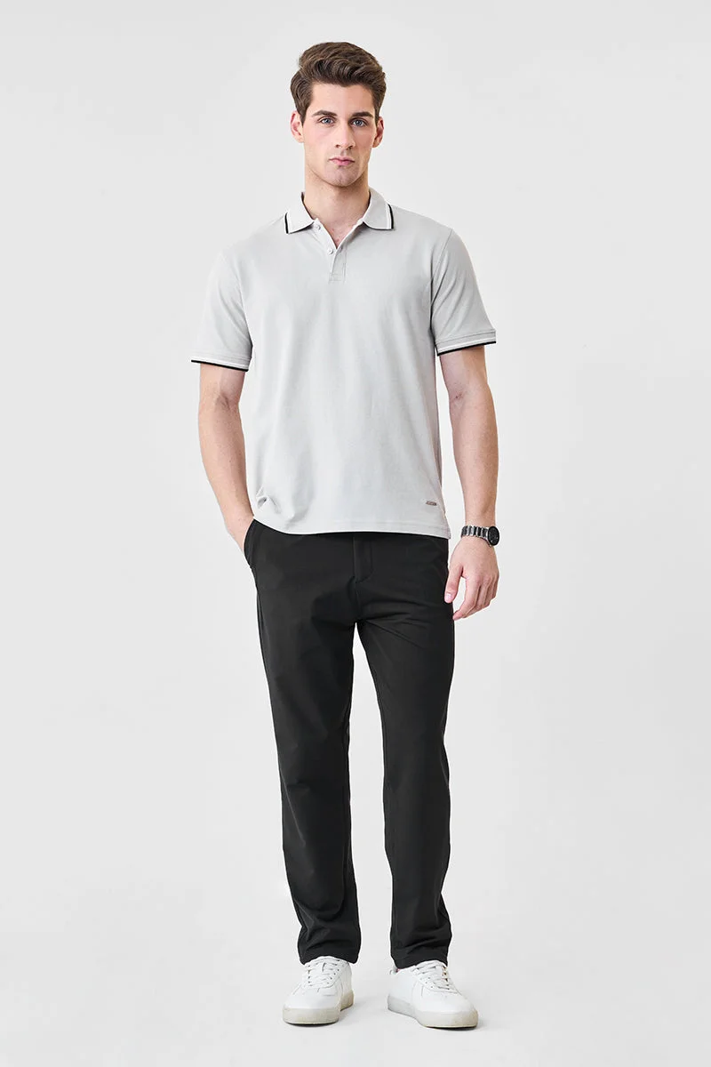 SNITCH Black Relaxed Fit Stretch Trousers for Men | Best Price UAE