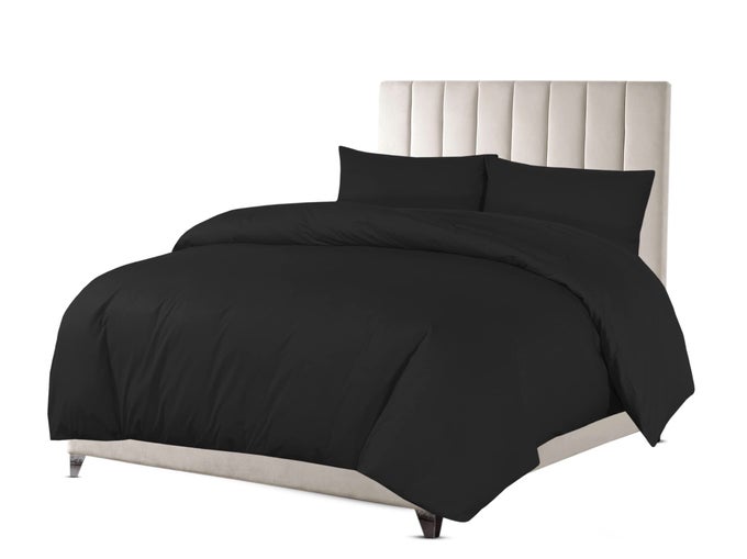 LUXURY 100 EGYPTIAN COTTON DUVET QUILT COVER PILLOWCASE BEDDING SET BLACK DOUBLE