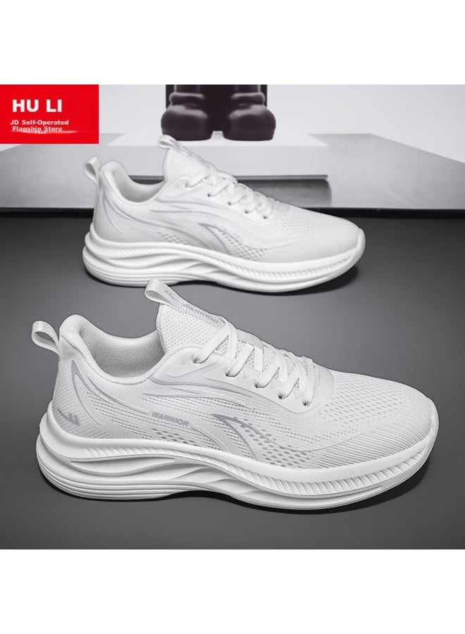 Pull Back Warrior Men's Sports Shoes Spring/summer New Breathable Thick-soled Casual Shoes White Size 40 - Image 1