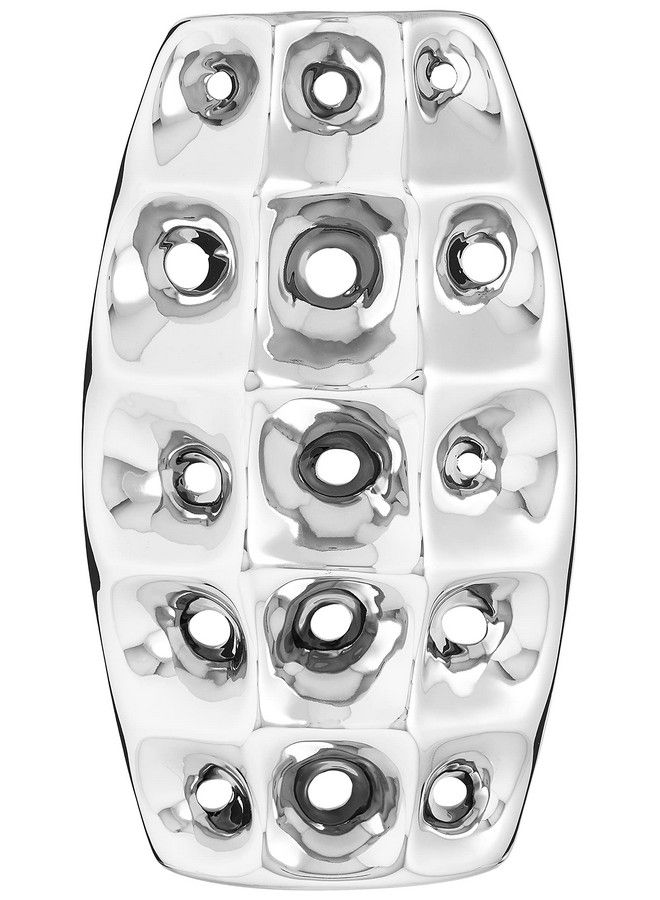 Deco 79 Ceramic Vase With Cut Out Designs 8" X 4" X 14" Silver - Image 3