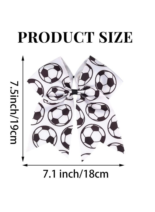 Jeffan 6 Count Soccer Themed Hair Ties, 8 Inch Soccer Cheer Bows Soccer Sport Hair Accessories for Girls Players Teams - Image 2