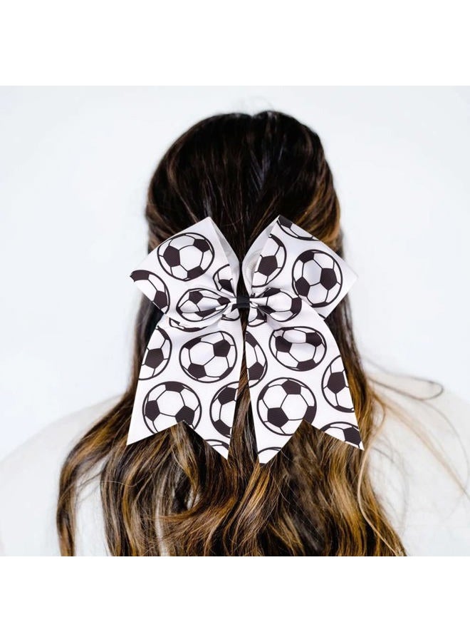 Jeffan 6 Count Soccer Themed Hair Ties, 8 Inch Soccer Cheer Bows Soccer Sport Hair Accessories for Girls Players Teams - Image 5