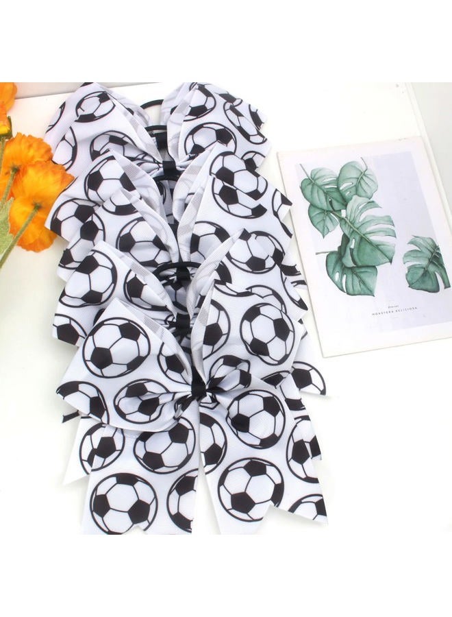 Jeffan 6 Count Soccer Themed Hair Ties, 8 Inch Soccer Cheer Bows Soccer Sport Hair Accessories for Girls Players Teams - Image 4