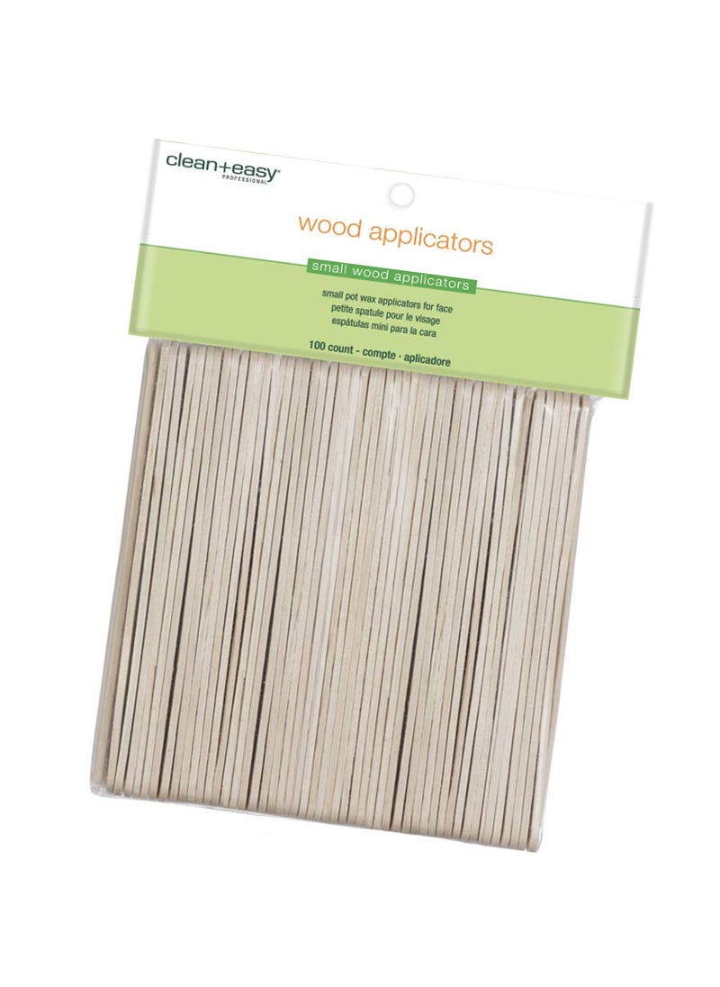 Clean + Easy Clean + Easy Wooden Wax Applicator Sticks for Facial Waxing - Small Disposable Spatula, 100 ct 