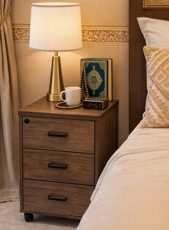 ليفينج طاولة سرير جانبية خشبية حديثة بثلاثة أدراج - Image 2