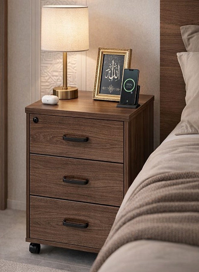 ليفينج طاولة سرير جانبية خشبية حديثة بثلاثة أدراج - Image 3