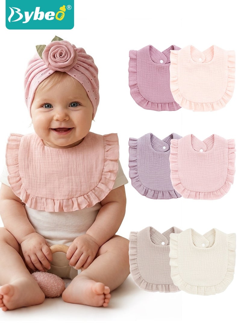 Bybeo 6-Pack Muslin Baby Bibs, Baby Bandana Drool Bibs. Toddler Feeding Bibs, 100% Cotton Baby Bib for Drooling and Teething, Absorbent Bandana Bibs for Unisex Baby Boys and Girls 0-12 Months - Image 1