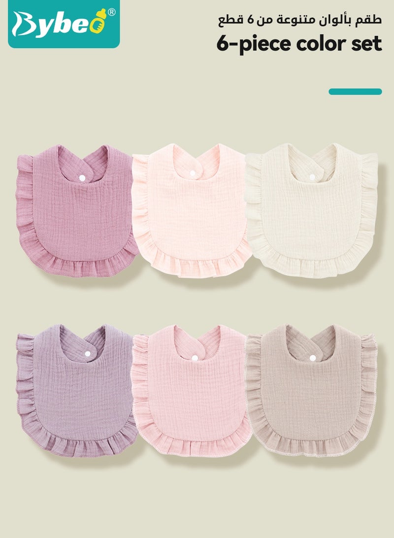Bybeo 6-Pack Muslin Baby Bibs, Baby Bandana Drool Bibs. Toddler Feeding Bibs, 100% Cotton Baby Bib for Drooling and Teething, Absorbent Bandana Bibs for Unisex Baby Boys and Girls 0-12 Months - Image 5
