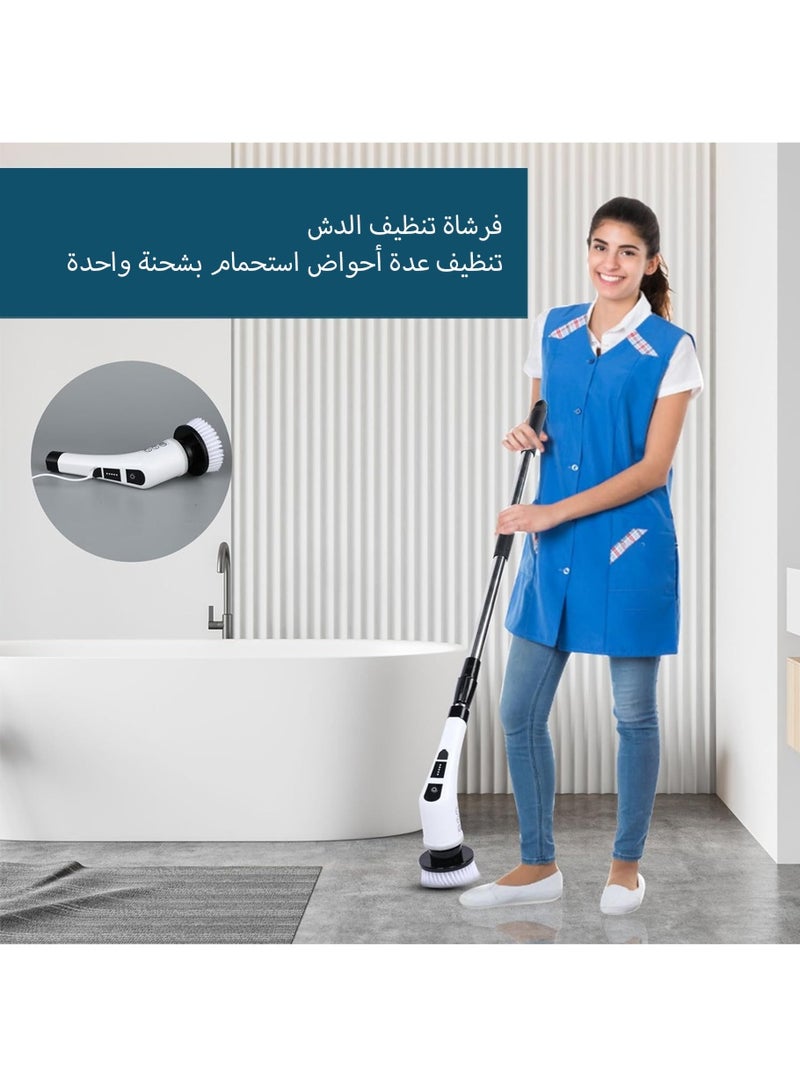 ليون هوم فرشاة تنظيف كهربائية دوارة قابلة لإعادة الشحن مع 7 رؤوس فرشاة قابلة للاستبدال، فرشاة كهربائية محمولة ولاسلكية، فرشاة حمام كهربائية لتنظيف البلاط والحوض والنوافذ والأرضيات والحوض والسيارة - Image 5