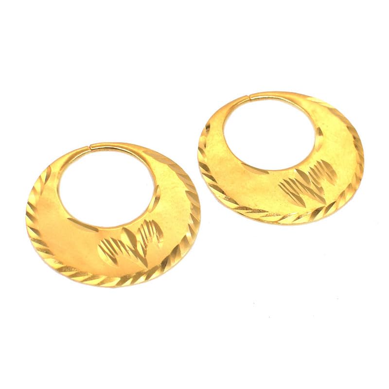 RidVik 1 Micron 22K Gold Plated Nattiyan Earrings For Men's Panjabi Boy | Gold Plated Brass Material Golden Hoop Studs Earrings Bali For Mens Fashion's - Image 3