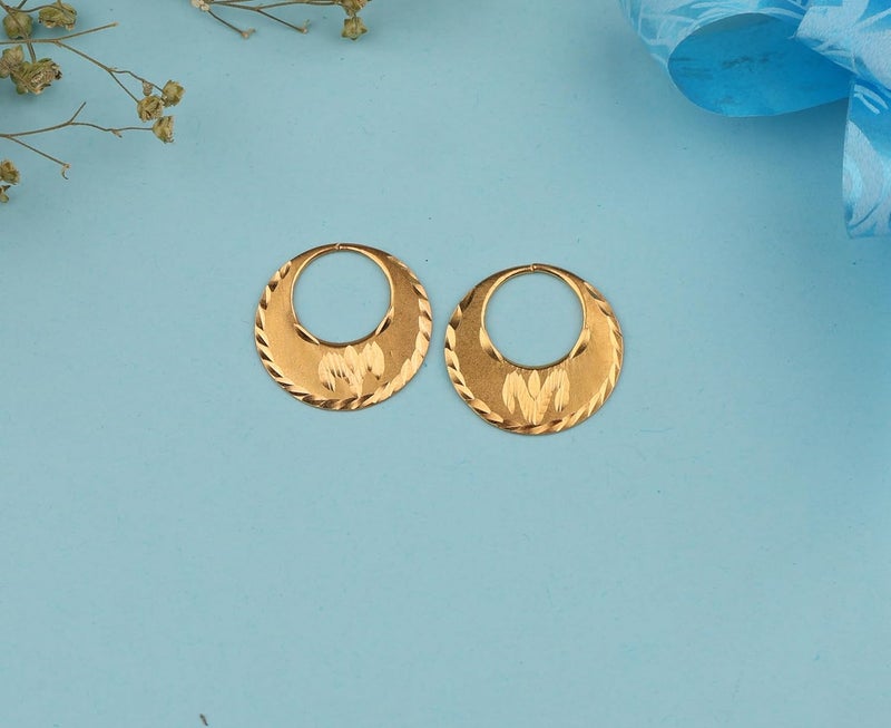 RidVik 1 Micron 22K Gold Plated Nattiyan Earrings For Men's Panjabi Boy | Gold Plated Brass Material Golden Hoop Studs Earrings Bali For Mens Fashion's - Image 4