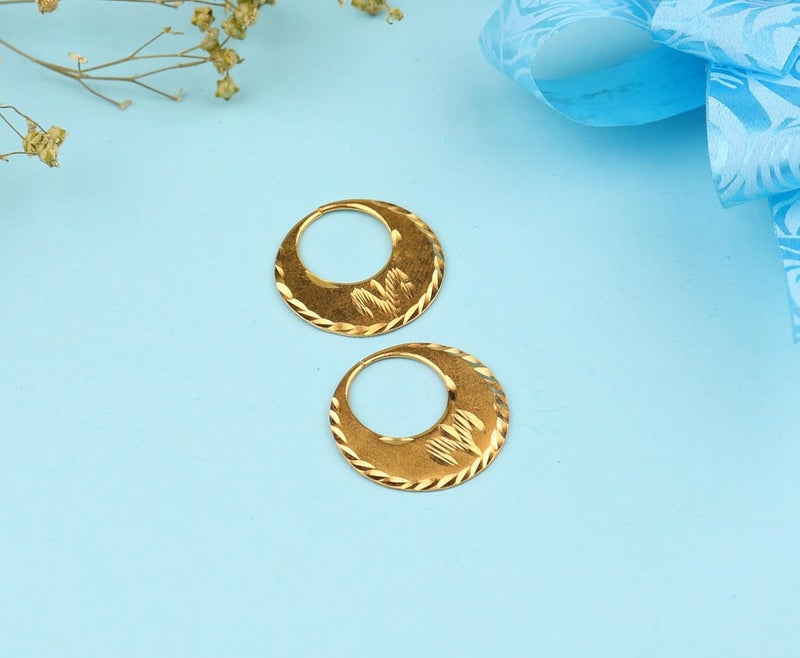 RidVik 1 Micron 22K Gold Plated Nattiyan Earrings For Men's Panjabi Boy | Gold Plated Brass Material Golden Hoop Studs Earrings Bali For Mens Fashion's - Image 2