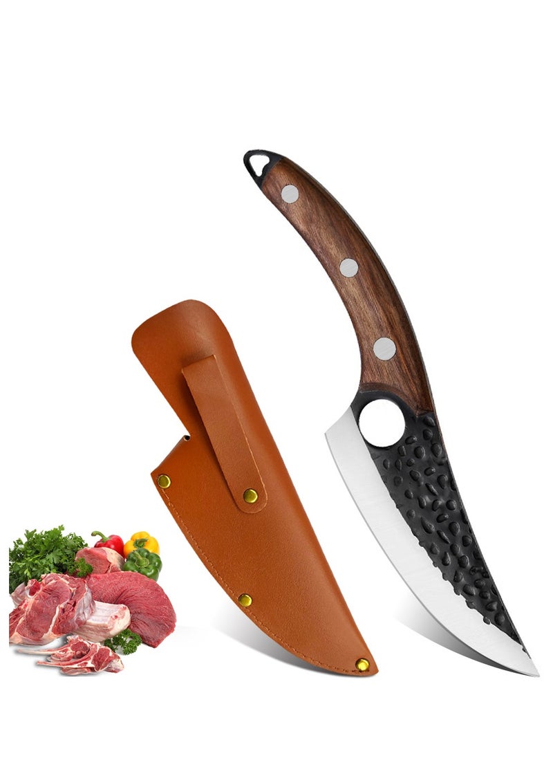 Astylway Chef Knife with Sheath Kitchen Knife Hand Forged Boning Knife Japanese Style Full Tang Butcher Meat Viking Knives for Home Outdoor Camping  - Image 1
