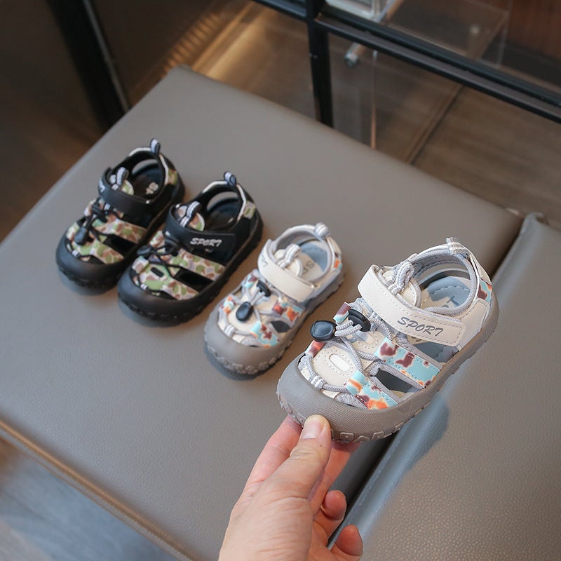 Boys 2025 Summer Baotou Sandals For Small And Medium-Sized Children Baby Sandals Sports Sandals Breathable Single Mesh Camouflage Beach Shoes - Image 5