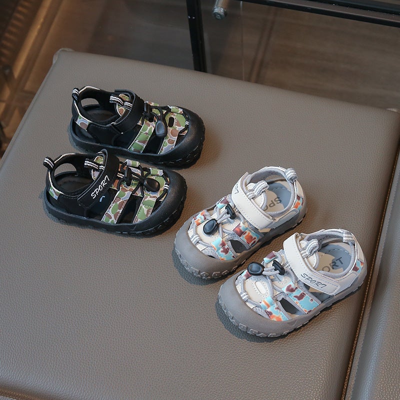 Boys 2025 Summer Baotou Sandals For Small And Medium-Sized Children Baby Sandals Sports Sandals Breathable Single Mesh Camouflage Beach Shoes - Image 3
