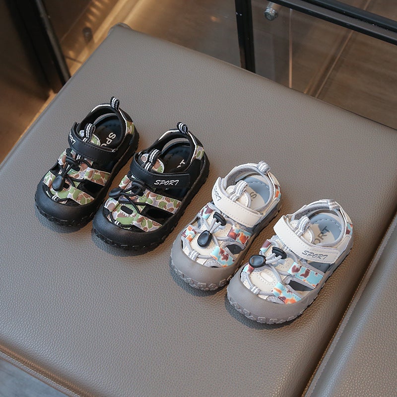 Boys 2025 Summer Baotou Sandals For Small And Medium-Sized Children Baby Sandals Sports Sandals Breathable Single Mesh Camouflage Beach Shoes - Image 4