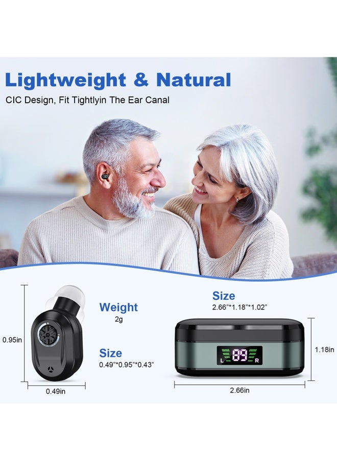 جي سي سي جوو سماعات اذن طبيه لضعف سمع سماعه ضعف السمع سماعه اذن طبيه لضعاف السمع معينات سمعية قابلة لإعادة الشحن مع علبة شحن، ساعات احتياطية لمدة 100 ساعة، مضخم صوت مع خاصية إلغاء الضوضاء، غير مرئية تقريبًا - Image 3