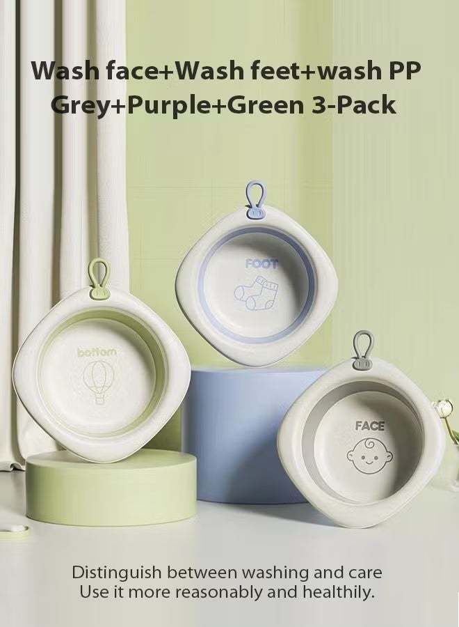 3-Pack حوض غسيل قابل للطي للرضع مع حوض أطفال مميز، حوض غسيل، حوض غسيل منزلي للرضع، حوض بلاستيكي، مستلزمات حديثي الولادة - Image 2