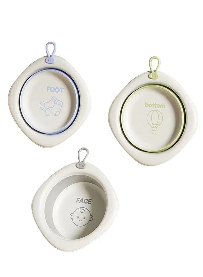3-Pack حوض غسيل قابل للطي للرضع مع حوض أطفال مميز، حوض غسيل، حوض غسيل منزلي للرضع، حوض بلاستيكي، مستلزمات حديثي الولادة - Image 1