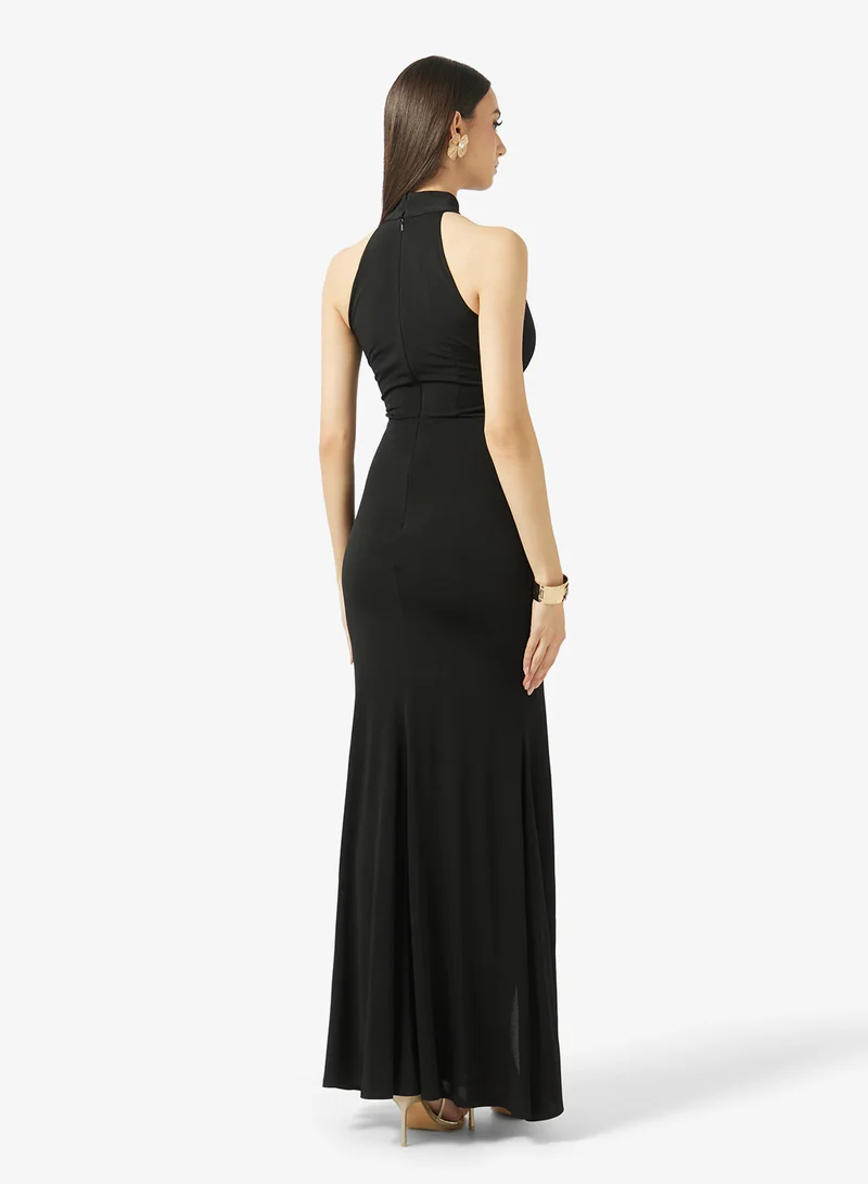رينيه keyhole neckline cinched waist maxi dress
