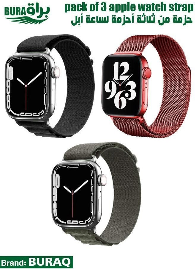 BURAQ - Apple Watch Band Strap For Apple Watch Ultra 2/Ultra 49mm, Series 10 46mm, 9/8/7 45mm, SE2/SE/6/5/4 44mm, 3/2/1 42mm - Image 1