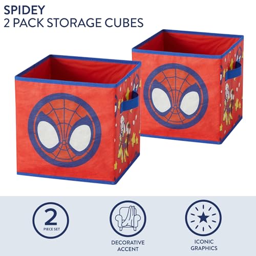 Idea Nuova Marvel Spiderman Storage Bins,10" Collapsible Fabric Cubes, Pack of 2,Kids Organizer, Nursery & Bedroom Decorative Storage Boxes with Handles - Image 4