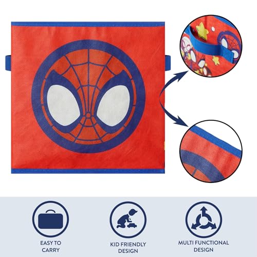 Idea Nuova Marvel Spiderman Storage Bins,10" Collapsible Fabric Cubes, Pack of 2,Kids Organizer, Nursery & Bedroom Decorative Storage Boxes with Handles - Image 2