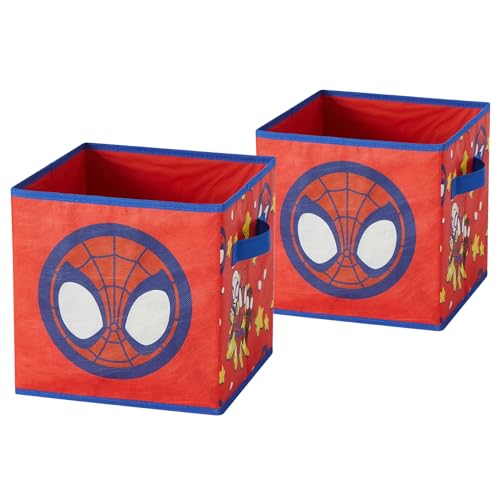 Idea Nuova Marvel Spiderman Storage Bins,10" Collapsible Fabric Cubes, Pack of 2,Kids Organizer, Nursery & Bedroom Decorative Storage Boxes with Handles - Image 1