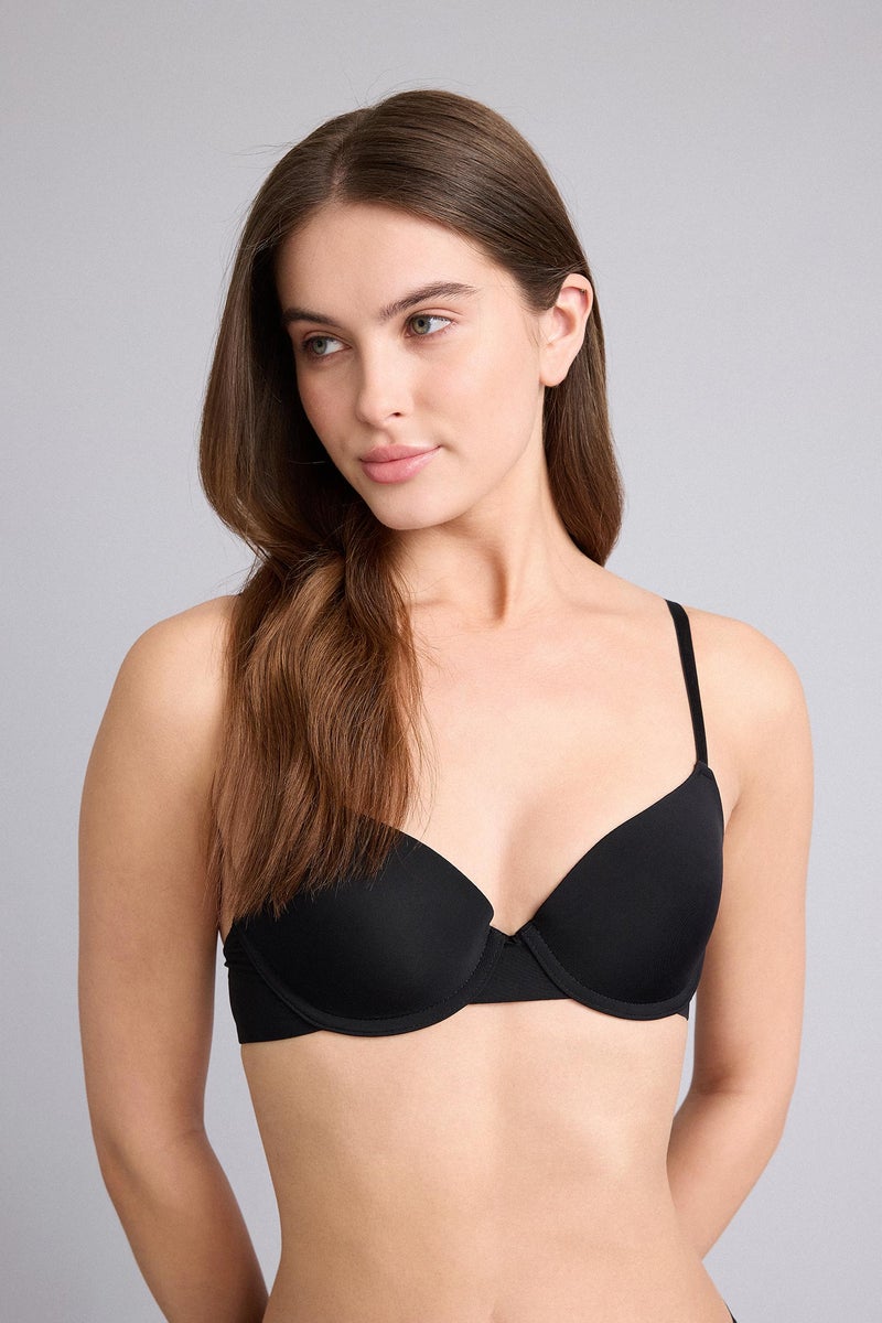 DeFacto Black Woman Micro Coated Padded Underwired T-Shirt Bra Casual - Image 3