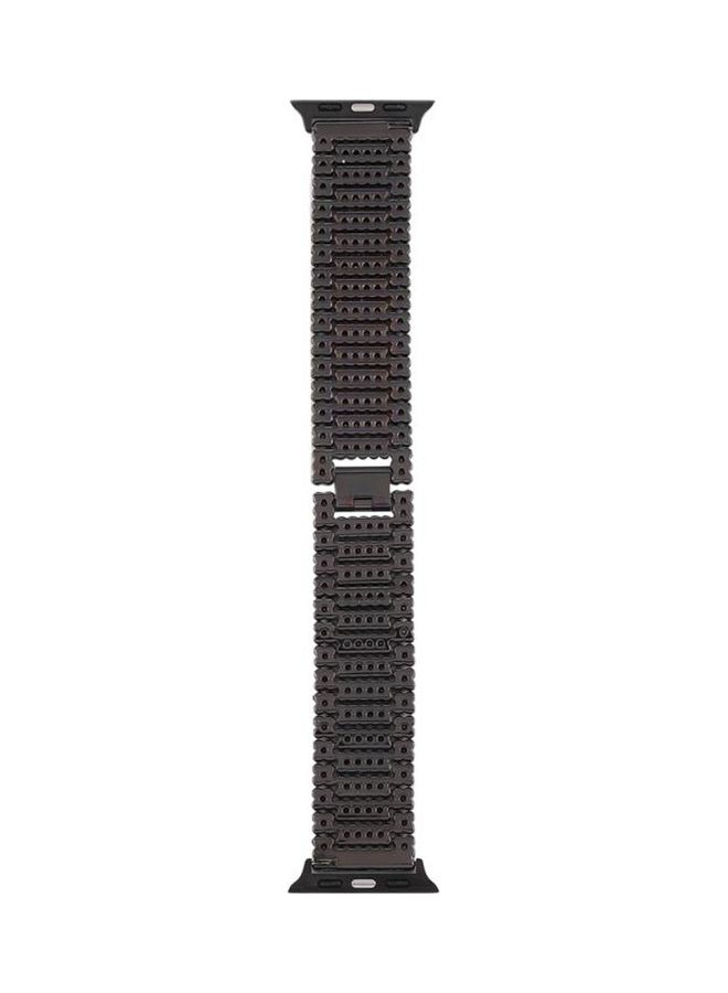 NIBEMINENT 9 Beads Stainless Steel Wrist Strap Watchband For Apple Watch Series 7/6/SE/5/4/3/2/1 41/40/38mm Black - Image 3