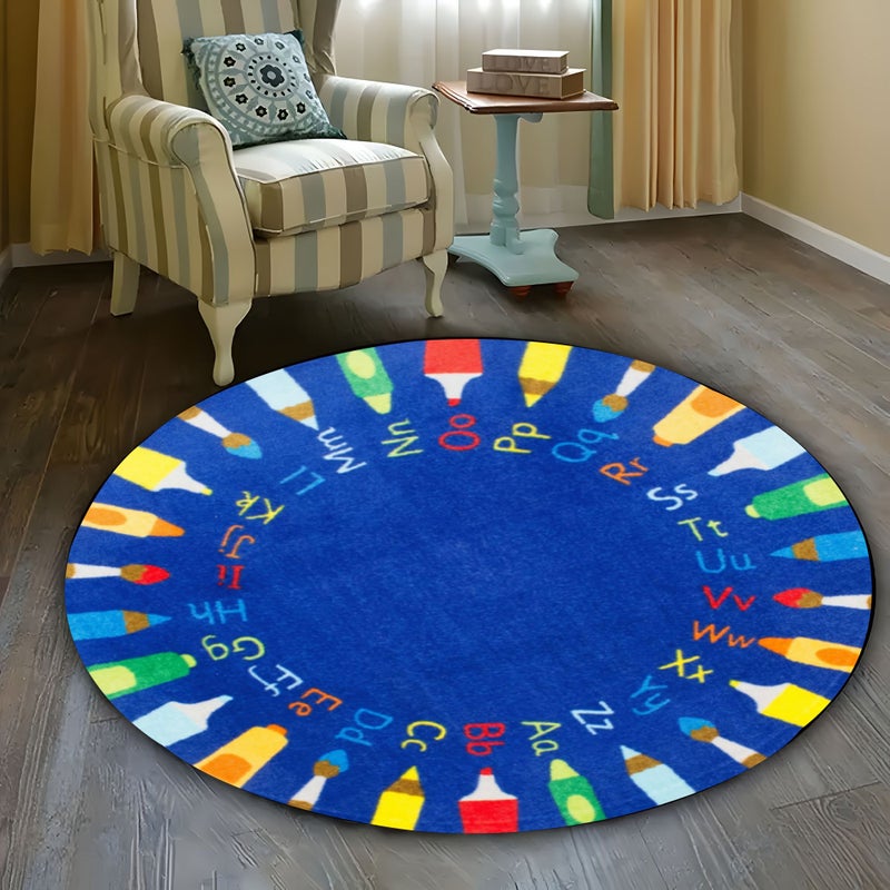 Round Flannel Educational Letter And Number Game Mat 23.62x23.62in For Indoor Outdoor Use - Image 1