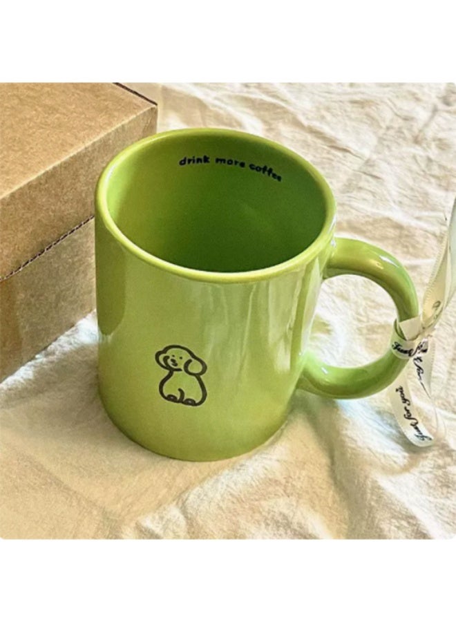 Trendy ceramic mugs with custom logos, high-quality and non-scorching green puppy coffee cups for couples. - Image 4