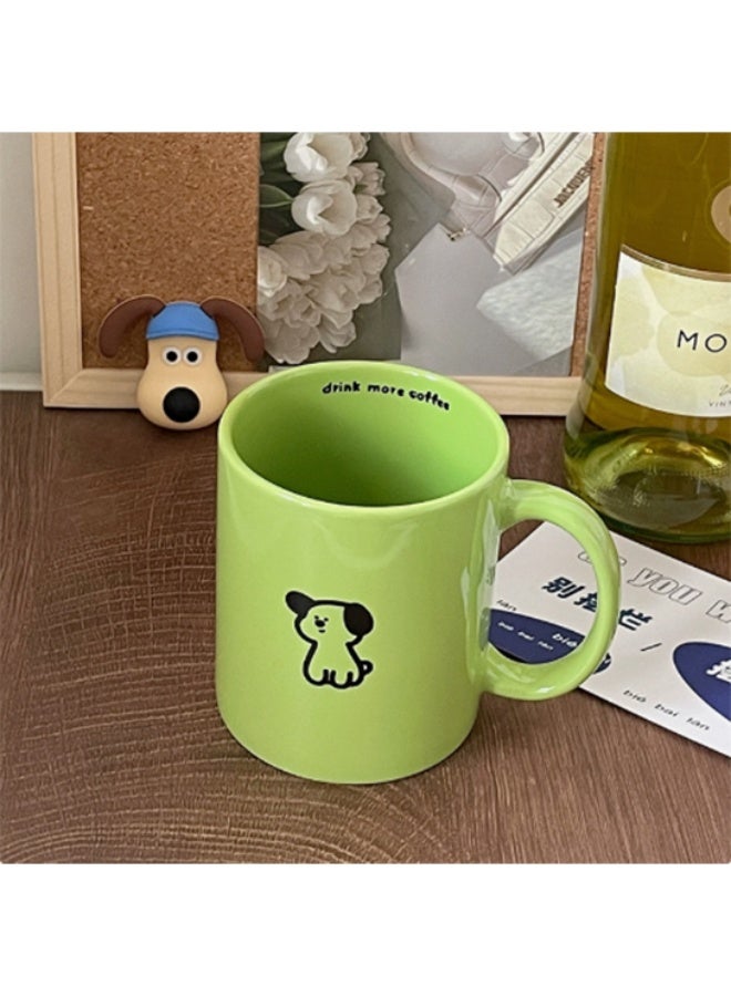 Trendy ceramic mugs with custom logos, high-quality and non-scorching green puppy coffee cups for couples. - Image 5
