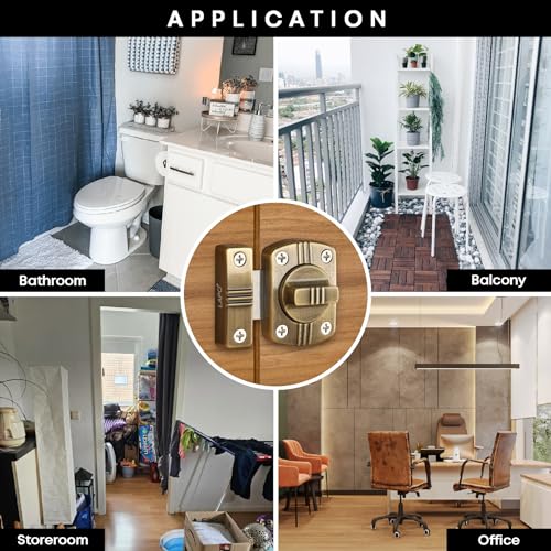 LAPO 3 Piece Latch Lock for Home, Door Latches for Bathroom, Chitkani Door Stopper, Baby Latch for Balcony, Bedroom, Storeroom (Material- Zinc, Antique Finish, 3 Years Warrany)-SQR - Image 3