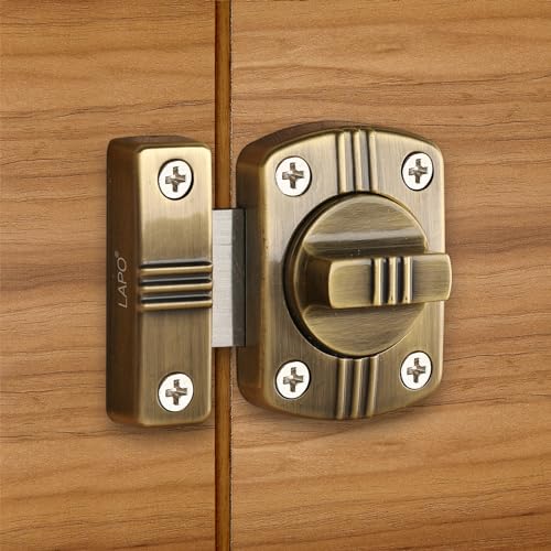 LAPO 3 Piece Latch Lock for Home, Door Latches for Bathroom, Chitkani Door Stopper, Baby Latch for Balcony, Bedroom, Storeroom (Material- Zinc, Antique Finish, 3 Years Warrany)-SQR - Image 1