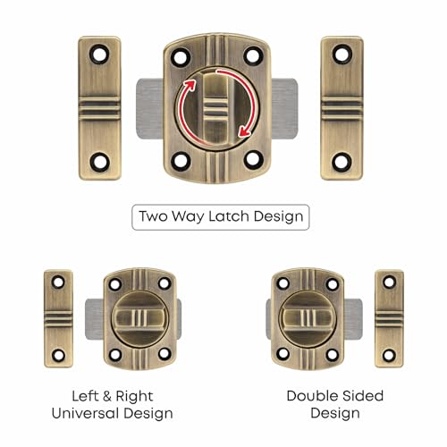 LAPO 3 Piece Latch Lock for Home, Door Latches for Bathroom, Chitkani Door Stopper, Baby Latch for Balcony, Bedroom, Storeroom (Material- Zinc, Antique Finish, 3 Years Warrany)-SQR - Image 4