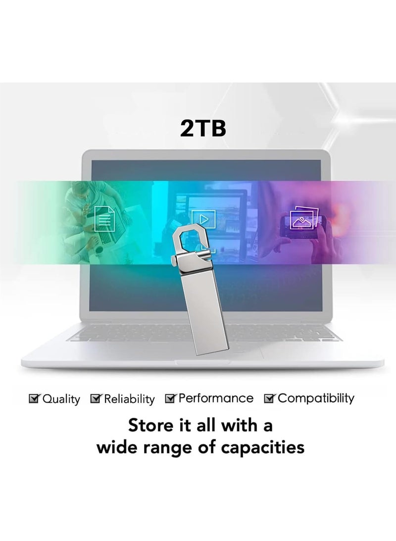 INSIJAM 2TB High-Speed USB 3.0 Flash Drive - Waterproof Metal Memory Stick Durable Portable USB Stick Compatible with PC Laptop - Image 5
