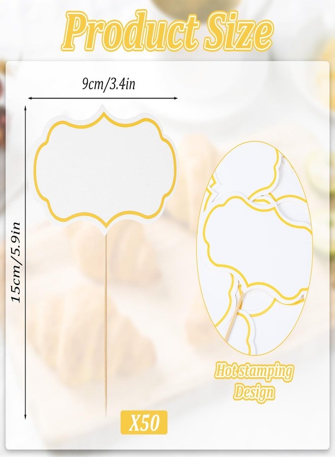 Nogeqi 50 Pieces Food Signs for Buffet Cheese Markers Food Labels for Party, Foods Tags Toothpick Flags Cupcake Picks Blank for Charcuterie Wedding Birthday Party Decorations (White) - Image 2