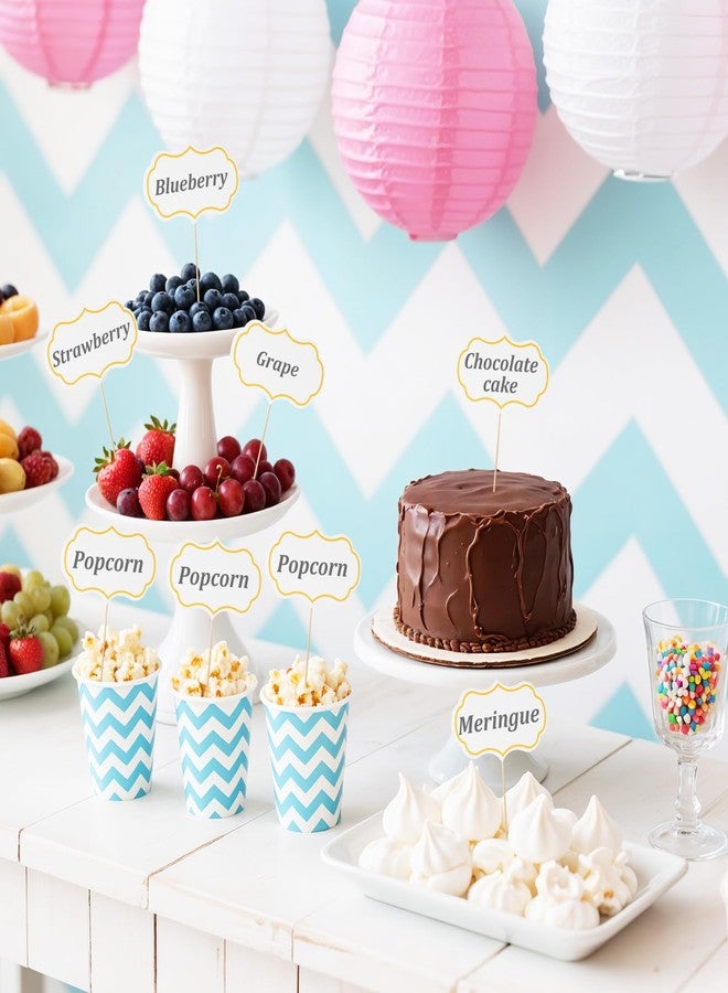 Nogeqi 50 Pieces Food Signs for Buffet Cheese Markers Food Labels for Party, Foods Tags Toothpick Flags Cupcake Picks Blank for Charcuterie Wedding Birthday Party Decorations (White) - Image 3