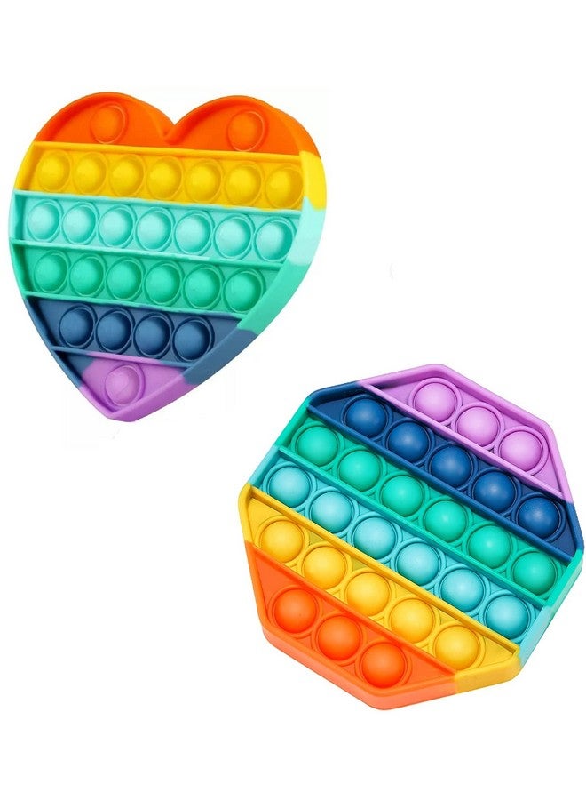 FunBlast FunBlast Pack of 2 Pop It Fidget Toy -Autism Special Needs Silicone Stress Reliever, Squeeze Sensory Toy (Multicolor)  - Image 2