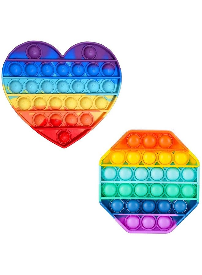 FunBlast FunBlast Pack of 2 Pop It Fidget Toy -Autism Special Needs Silicone Stress Reliever, Squeeze Sensory Toy (Multicolor)  - Image 1