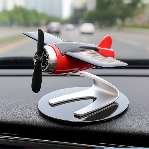 Ekhasa Nostrae by Ekhasa Solar Airplane Car Freshener | Propeller Rotating Dashboard Perfume Diffuser | Solar Powered Aircraft Decoration | Car Aroma Accessory & New Car Gift for Men, Birthday - Image 1