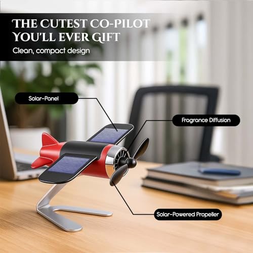 Ekhasa Nostrae by Ekhasa Solar Airplane Car Freshener | Propeller Rotating Dashboard Perfume Diffuser | Solar Powered Aircraft Decoration | Car Aroma Accessory & New Car Gift for Men, Birthday - Image 5