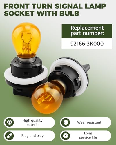 LANDSIN 92166-3K000 Front Turn Signal Socket with Bulb Fit for Kia Sorento Soul Forte Optima Sportage Rondo, Fit for Hyundai Elantra Santa Sonata, Turn Signal Lamp Socket, 2Pcs - Image 5