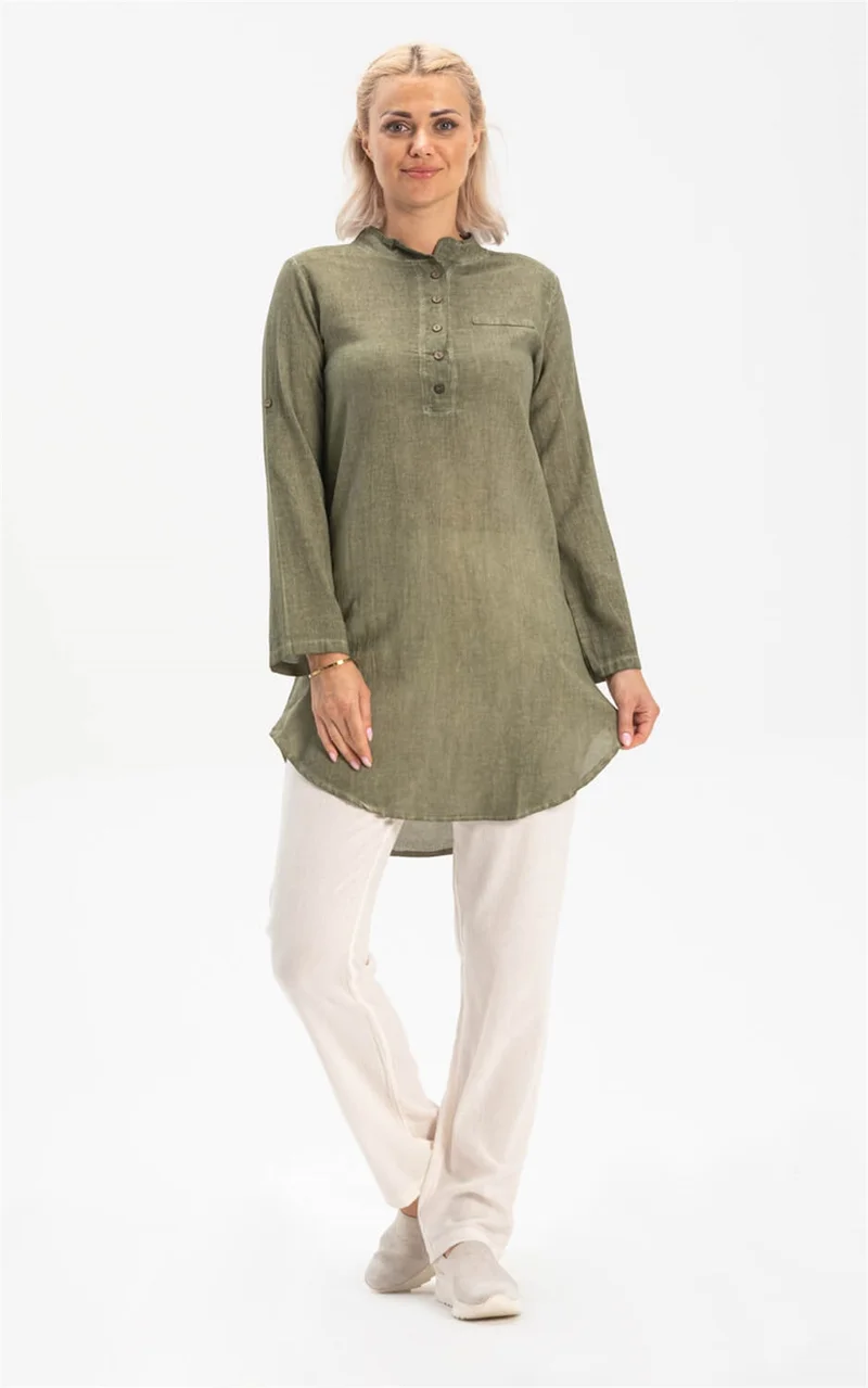 اليش شيل بيزي Akasya Şile Cloth Tunic Khaki Hk