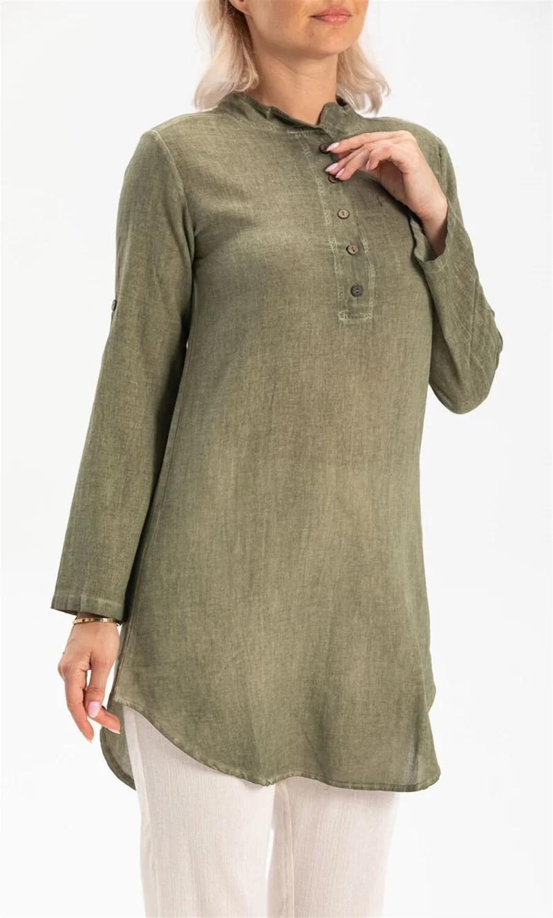 اليش شيل بيزي Akasya Şile Cloth Tunic Khaki Hk