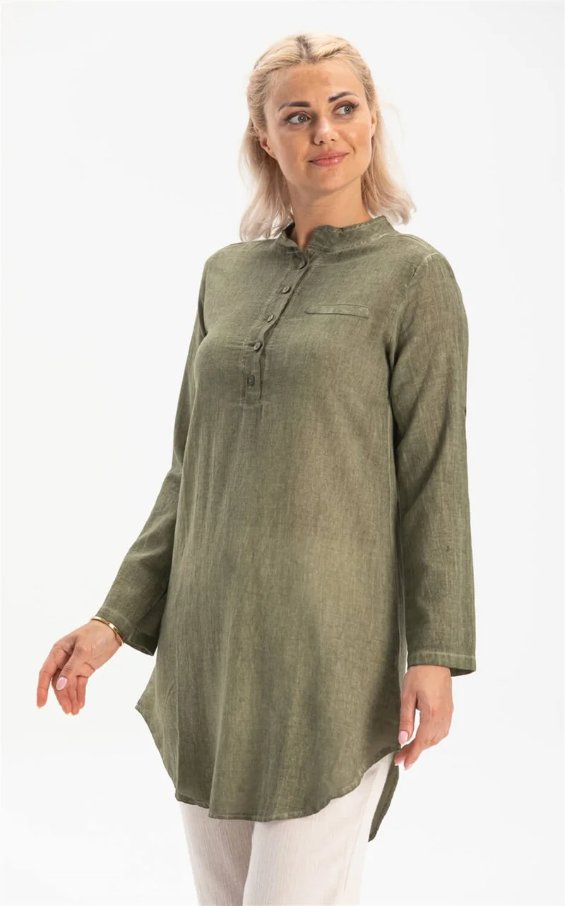 اليش شيل بيزي Akasya Şile Cloth Tunic Khaki Hk