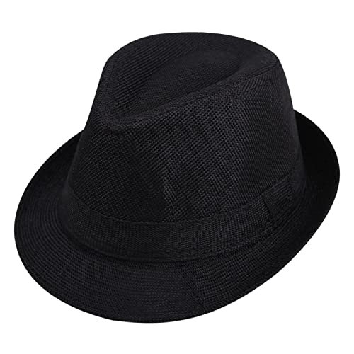 RR DESIGN Faux Suede Cap & Hat Summer Collections For Men & Women (Fedora-Black), Free Size - Image 1