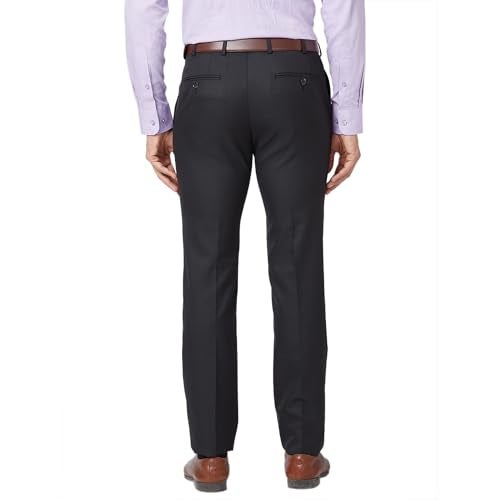 Raymond Men Slim Fit Structure Pattern Poly Viscose Blend Pleatless Formal Trouser (Size: 36)-RMTS05209-K8 Black - Image 4